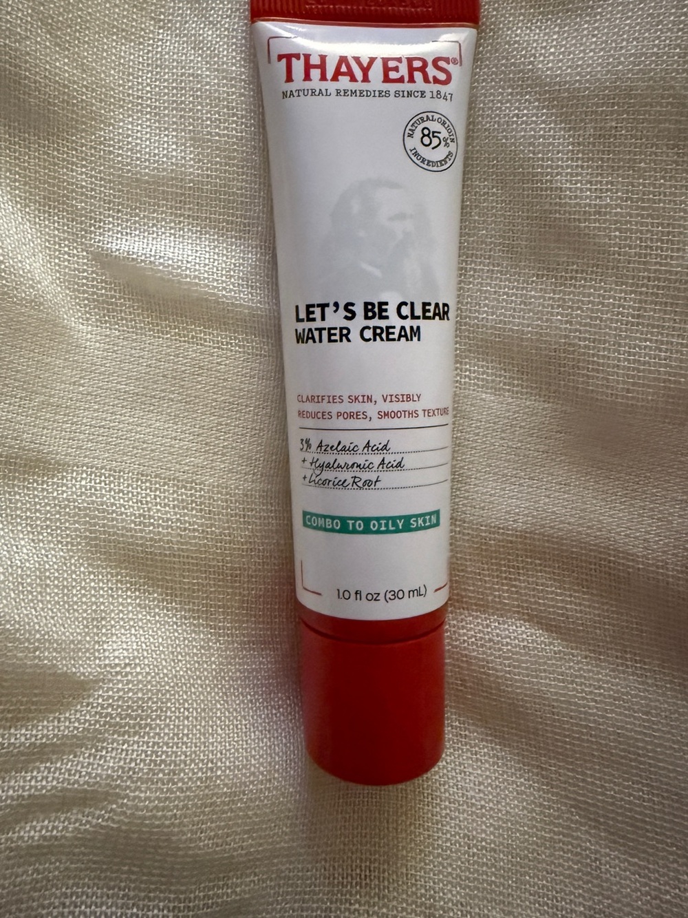 NWT Thayers Let's Be Clear Water Cream 1oz Azelaic Acid Oily Skin Moisturizer